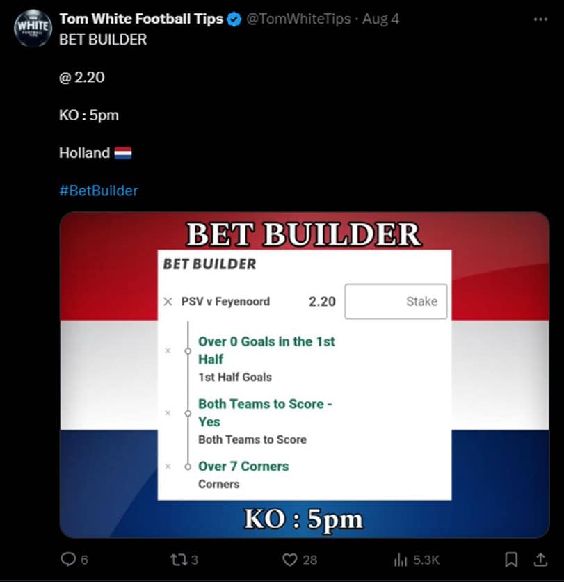 Tom White Football Tips